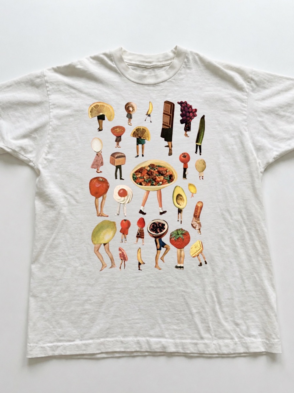 White Graphic Food Character Short Sleeve Tee